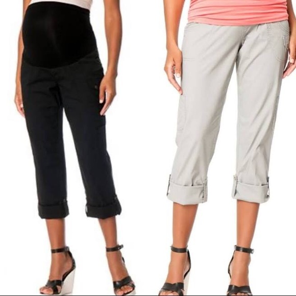 black maternity cargo pants